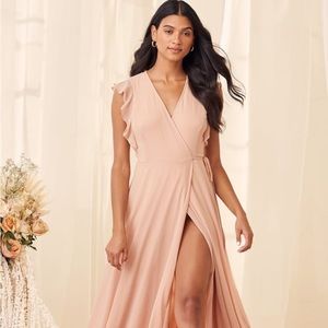 NEVER WORN: Lulus Crescendo Blush Wrap Maxi Dress